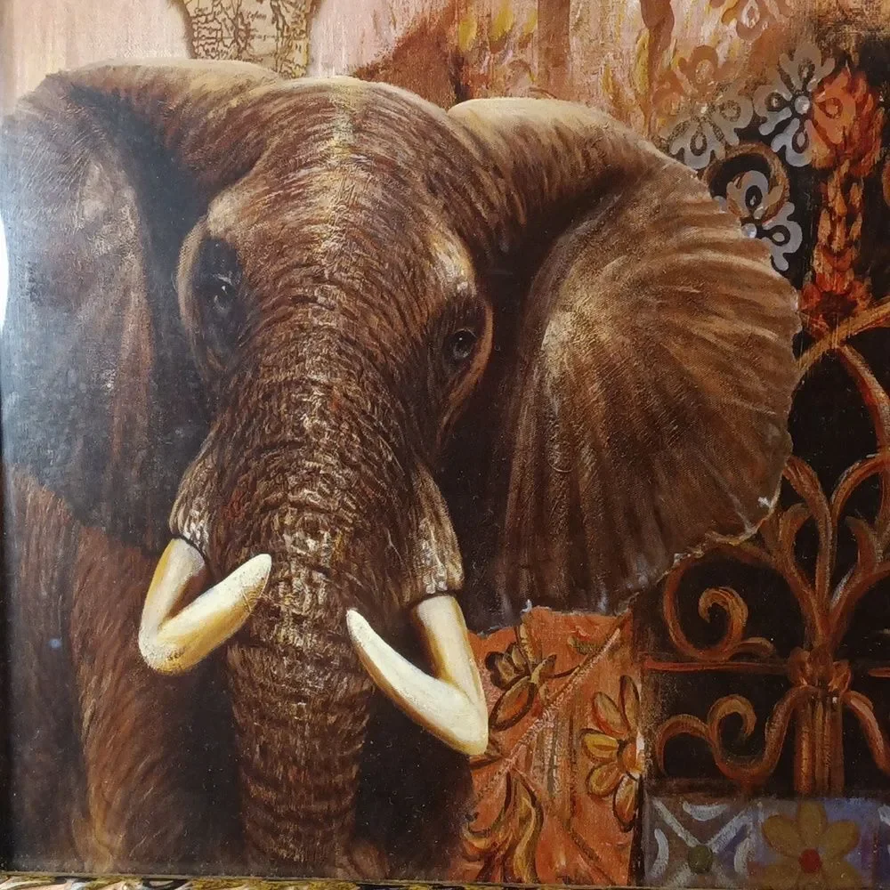 Wild Kingdom Lion and Elephant Framed Print by J.Chardonn 8.5x11